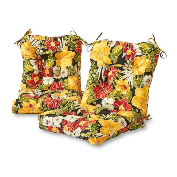 Aloha Black Floral 42 x 21 in. Outdoor Tufted Dining Chair Cushion (Set of 2) by Greendale Home Fashions
