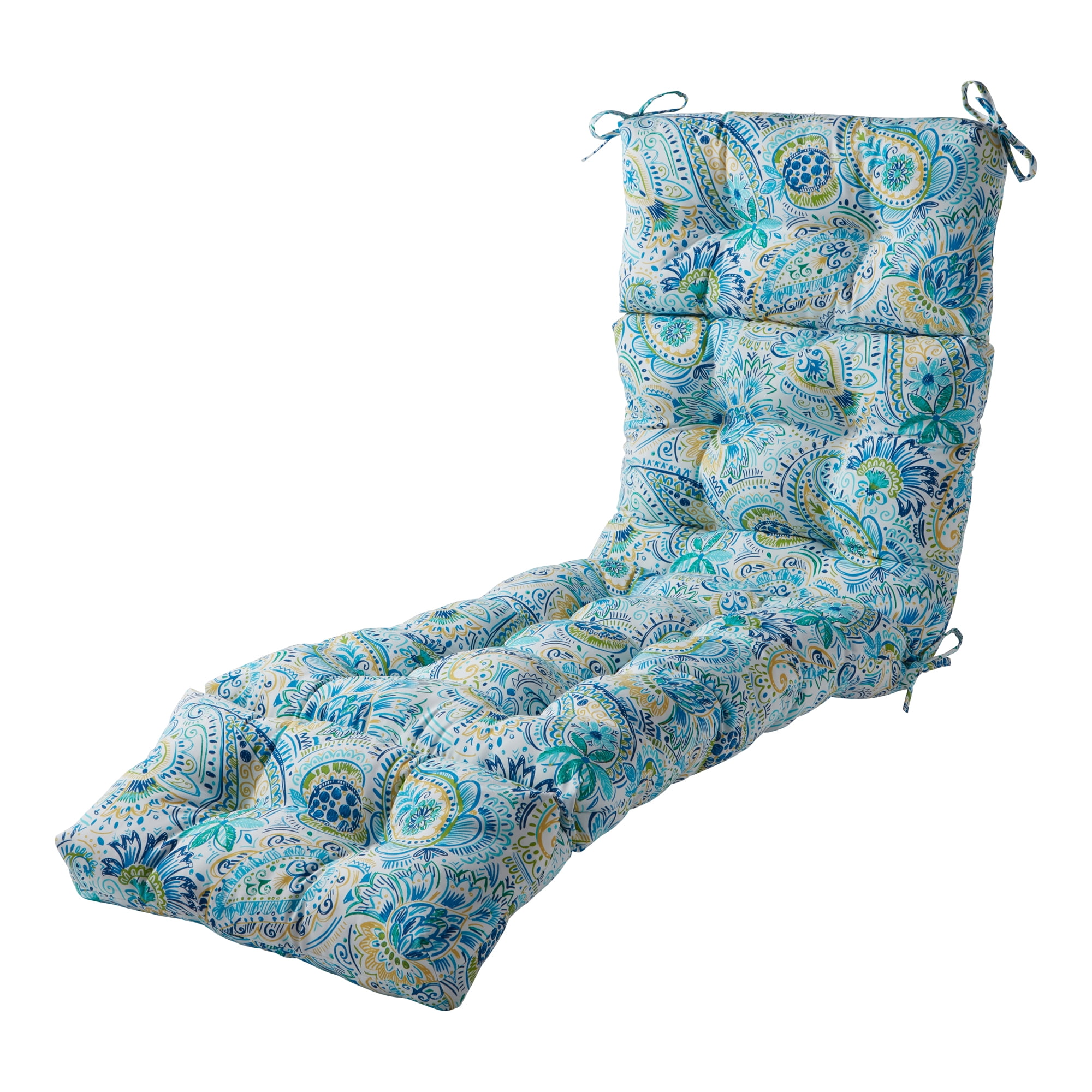 Baltic Paisley Tufted Polyester Outdoor Chaise Lounge Cushion