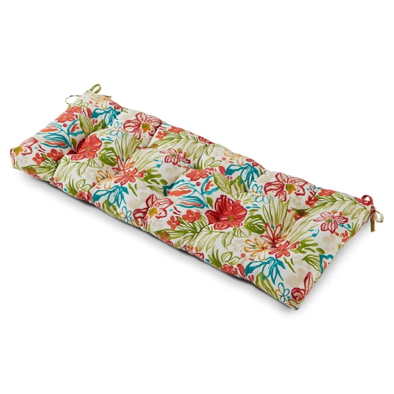 Greendale Home Fashions Breeze Floral 51 x 18 in. Outdoor Reversible Tufted Bench Cushion