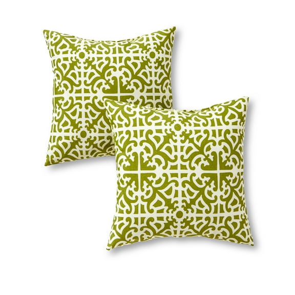 Greendale Home Fashions Grass 17 in. Square Outdoor Throw Pillow (2-Pack)
