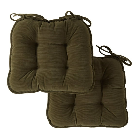 Greendale Home Fashions Indoor Reversible Corduroy Chair Pad (2-Pack), Sage