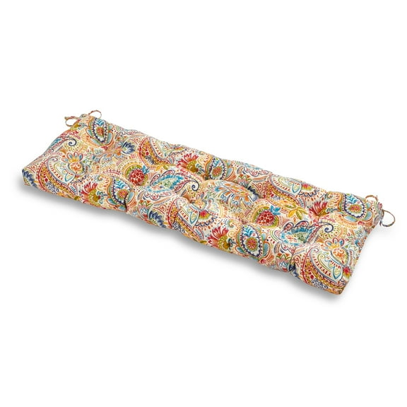 Greendale Home Fashions Jamboree Paisley 51 x 18 in. Outdoor Reversible Tufted Bench Cushion