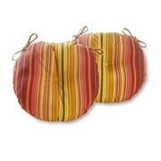 Greendale Home Fashions Kinnabari Stripe 15 in. Round Outdoor Reversible Bistro Seat Cushion (Set of 2)