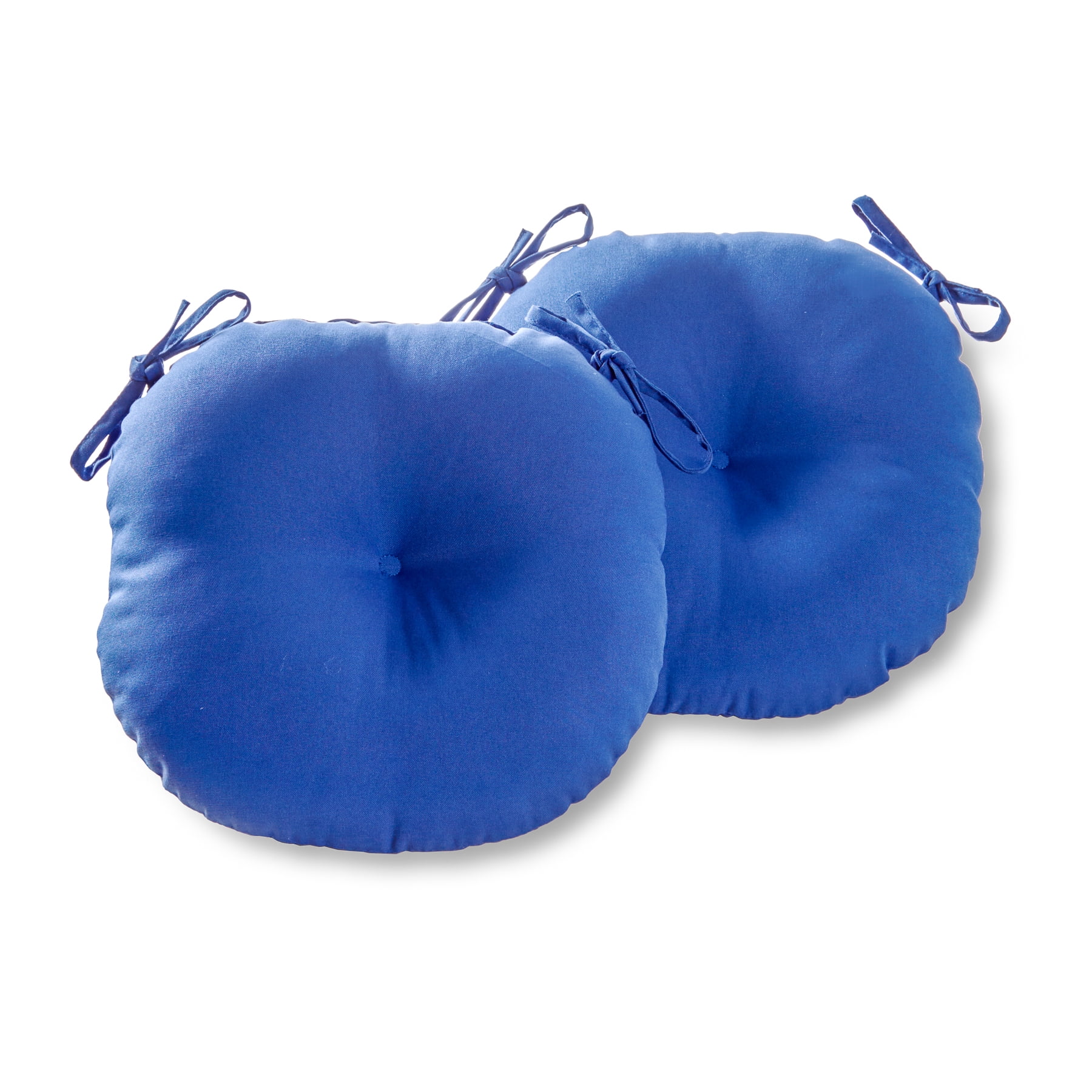 Marine Blue Round Polyester Bistro Seat Cushions, Set of 2