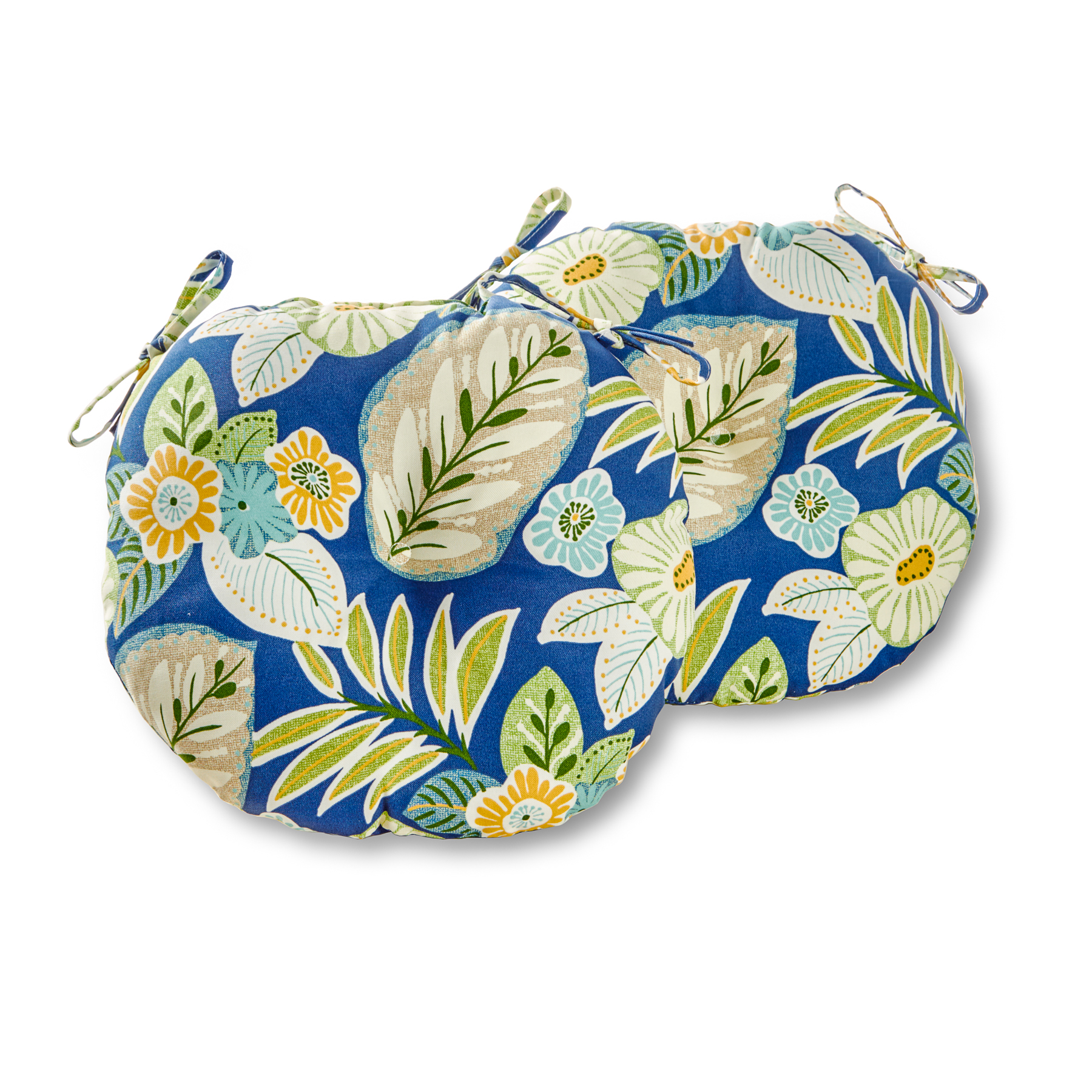 Greendale Home Fashions Marlow Blue Floral 15 in. Round Outdoor Reversible Bistro Seat Cushion (Set of 2) - image 1 of 7