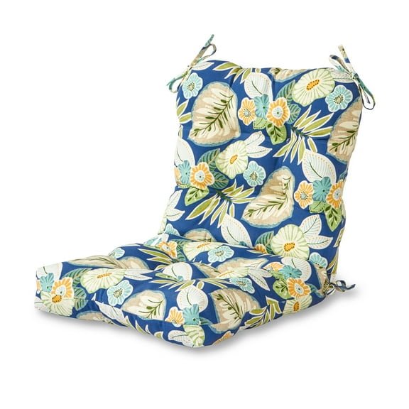 Greendale Home Fashions Marlow Blue Floral 42 x 21 in. Outdoor Reversible Tufted Chair Cushion