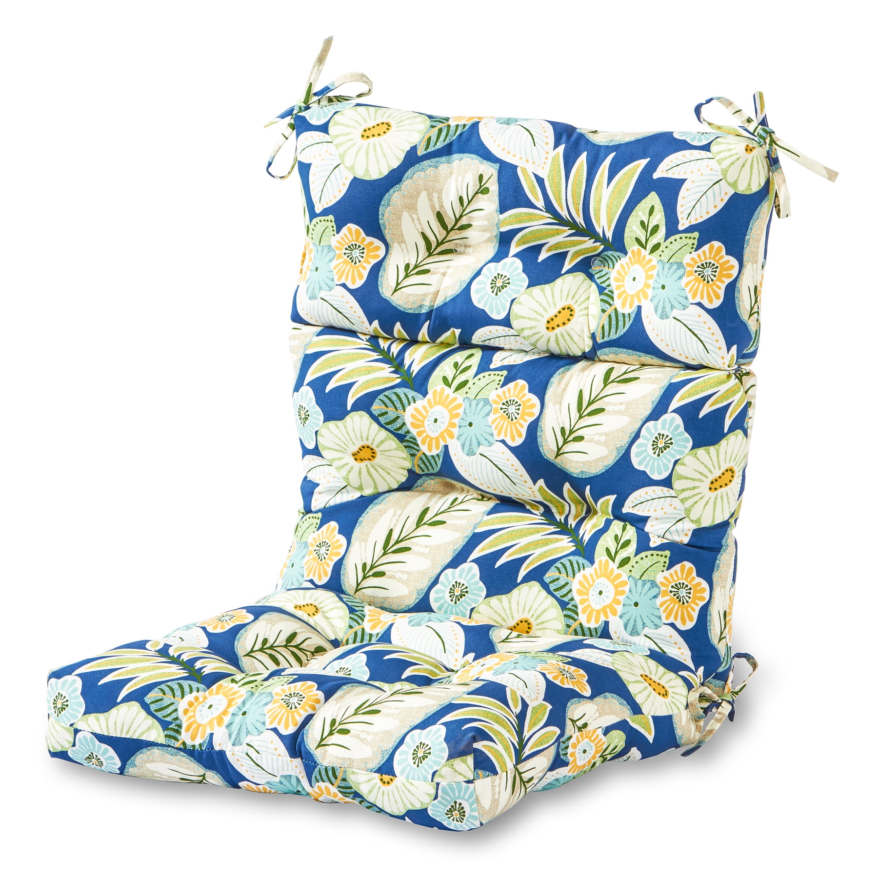 Greendale Home Fashions Marlow Blue Floral 44 x 22 in. Outdoor High Back Chair Cushion Walmart