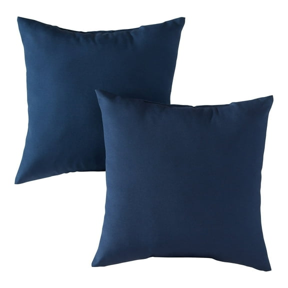 Greendale Home Fashions Navy 17 in. Square Outdoor Throw Pillow (2-Pack)