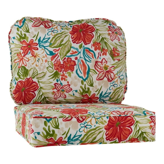 Greendale Home Fashions Outdoor 2-Piece Reversible Deep Seat Cushion Set, Breeze Floral