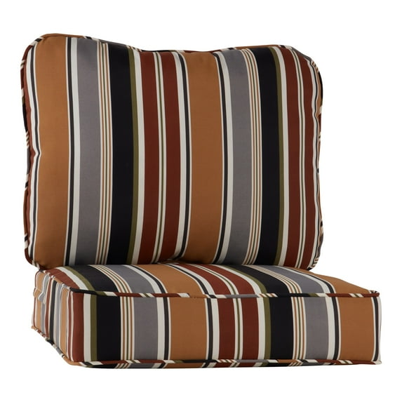 Greendale Home Fashions Outdoor 2-Piece Reversible Deep Seat Cushion Set, Brick Stripe
