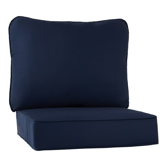 Greendale Home Fashions Outdoor 2-Piece Reversible Deep Seat Cushion Set, Navy