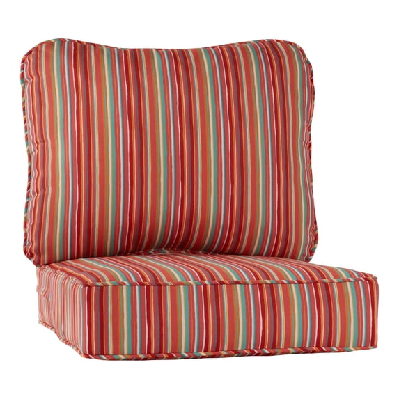 Greendale Home Fashions Outdoor 2-Piece Reversible Deep Seat Cushion Set, Watermelon Stripe