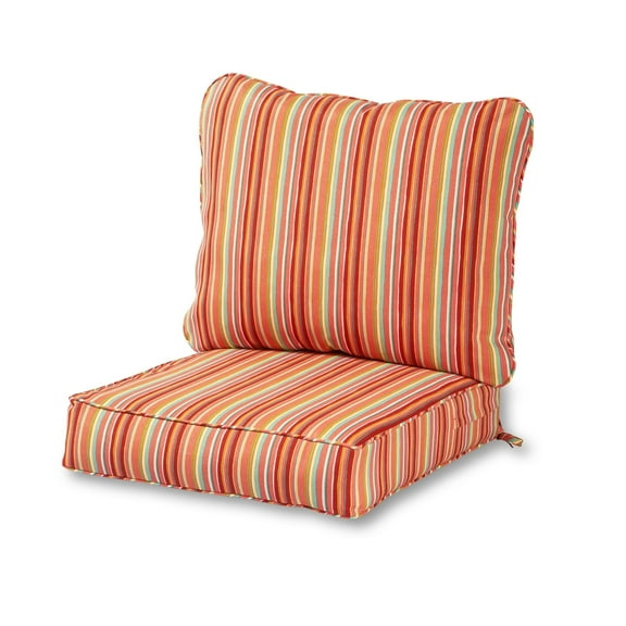Greendale Home Fashions Premium Deep Seat Outdoor Cushion Set by  (Cushions Only) Watermelon Striped