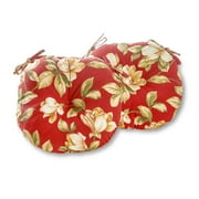 Greendale Home Fashions Roma Floral 15 in. Round Outdoor Reversible Bistro Seat Cushion (Set of 2)