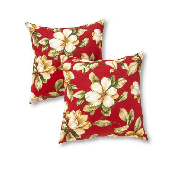 Greendale Home Fashions Roma Floral 17 in. Square Outdoor Throw Pillow (2-Pack)