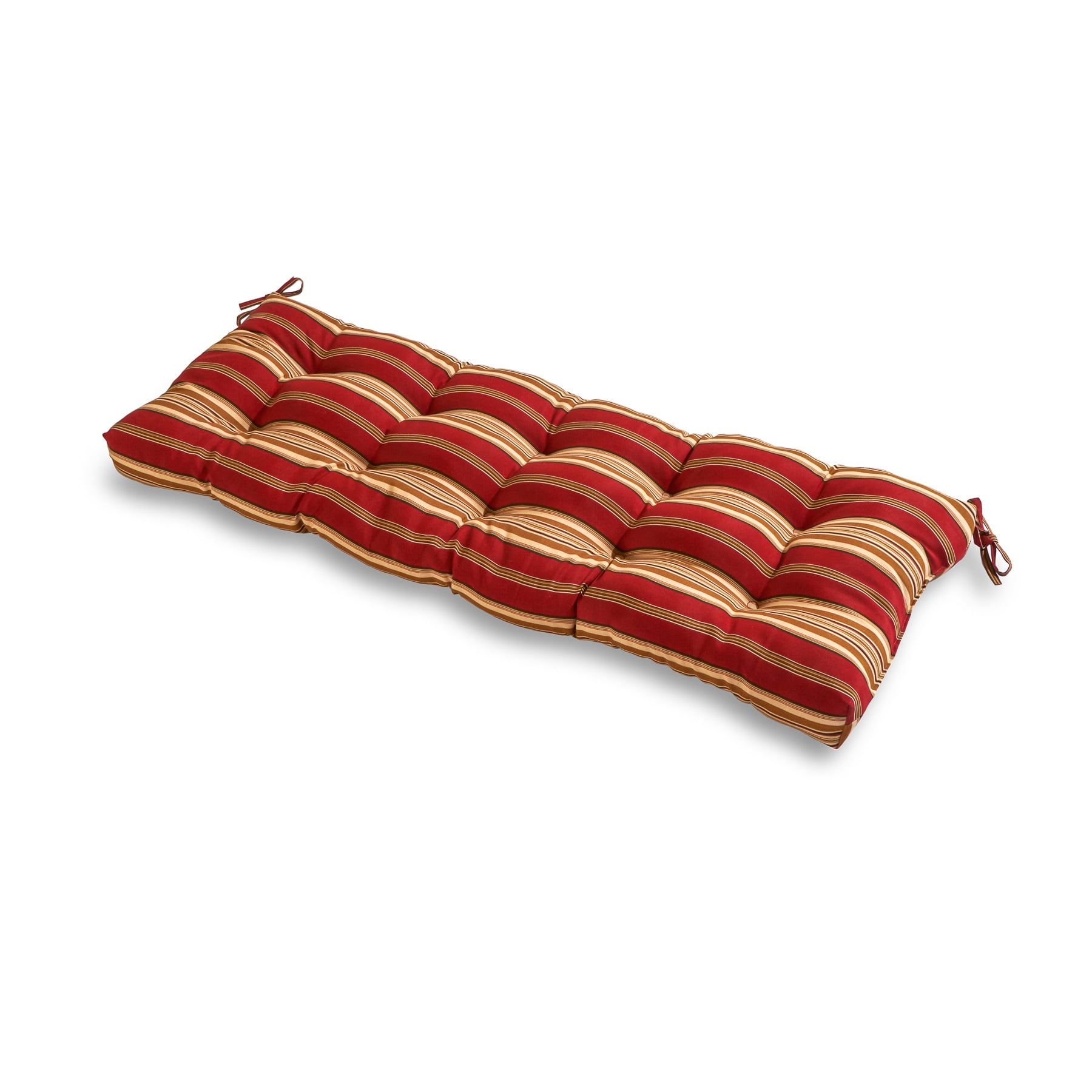 Roma Stripe Red and Beige Polyester Outdoor Bench Cushion