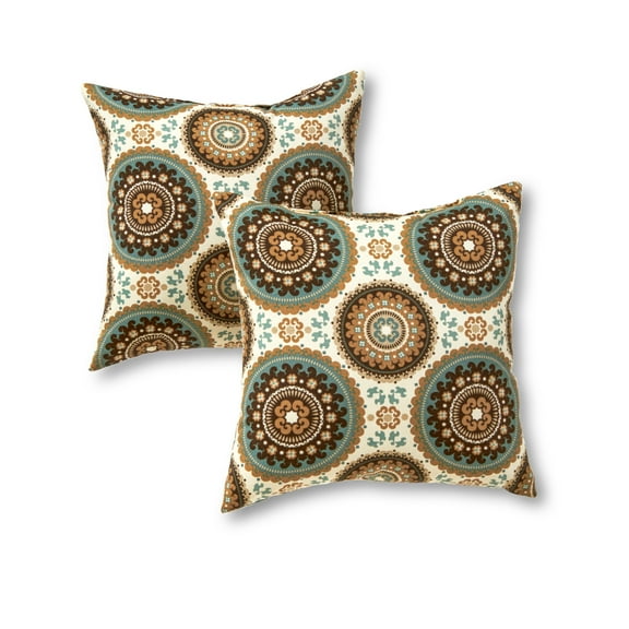 Greendale Home Fashions Spray 17 in. Square Outdoor Throw Pillow (2-Pack)