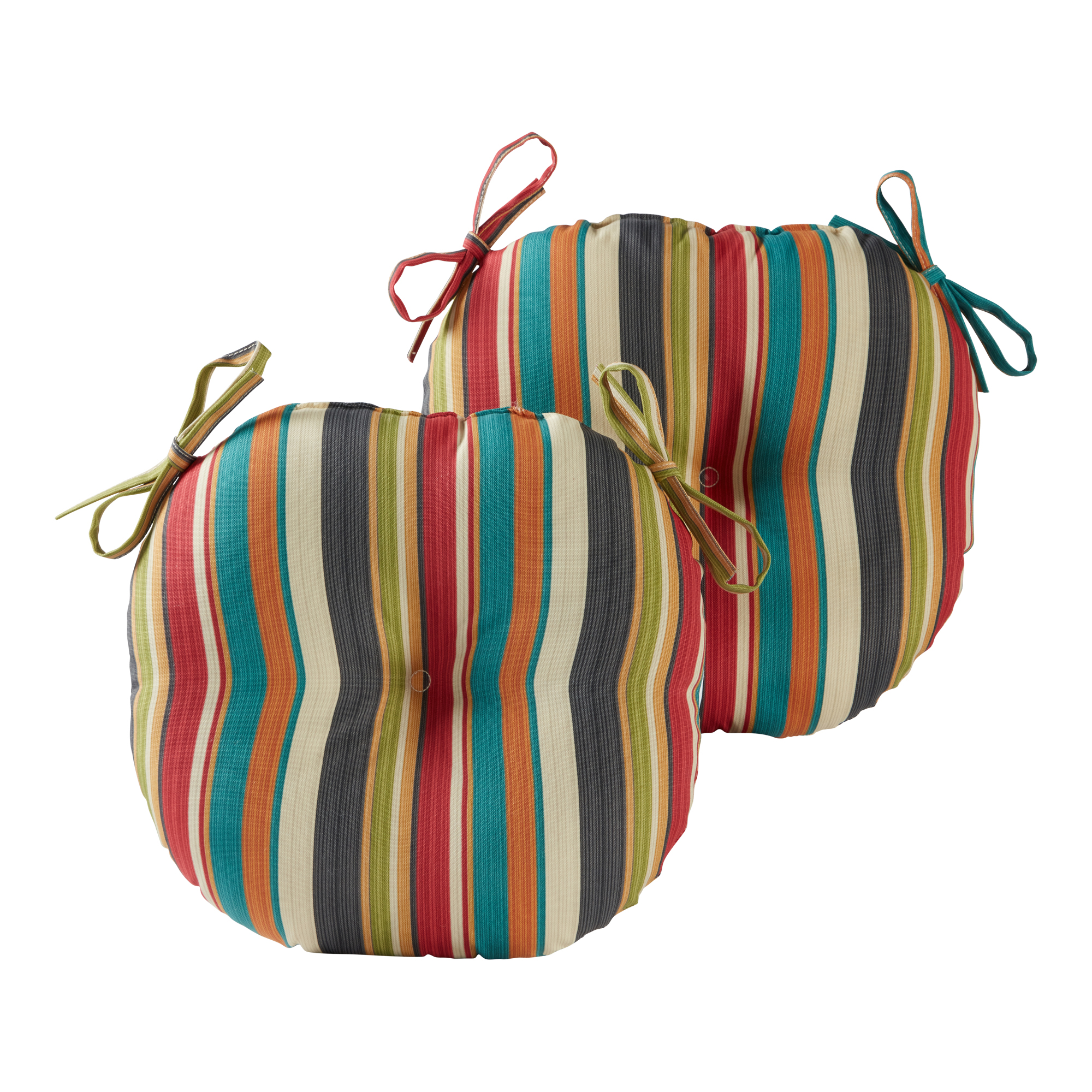 Greendale Home Fashions SunSet Stripe 15 in. Round Outdoor Reversible Bistro Seat Cushion (Set of 2) - image 1 of 6