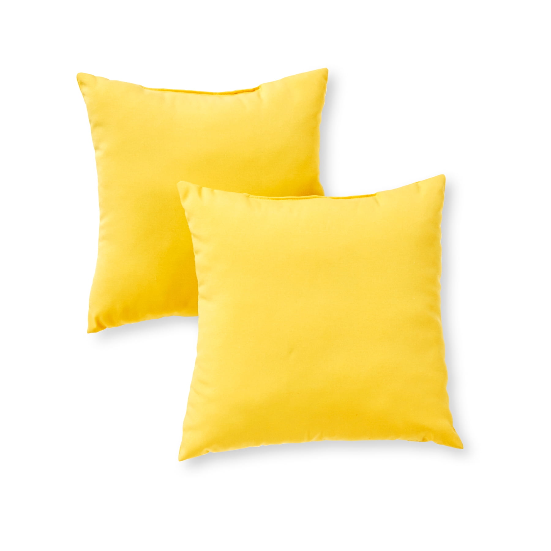 Sunbeam Yellow 17" Square Outdoor Throw Pillows, Set of 2