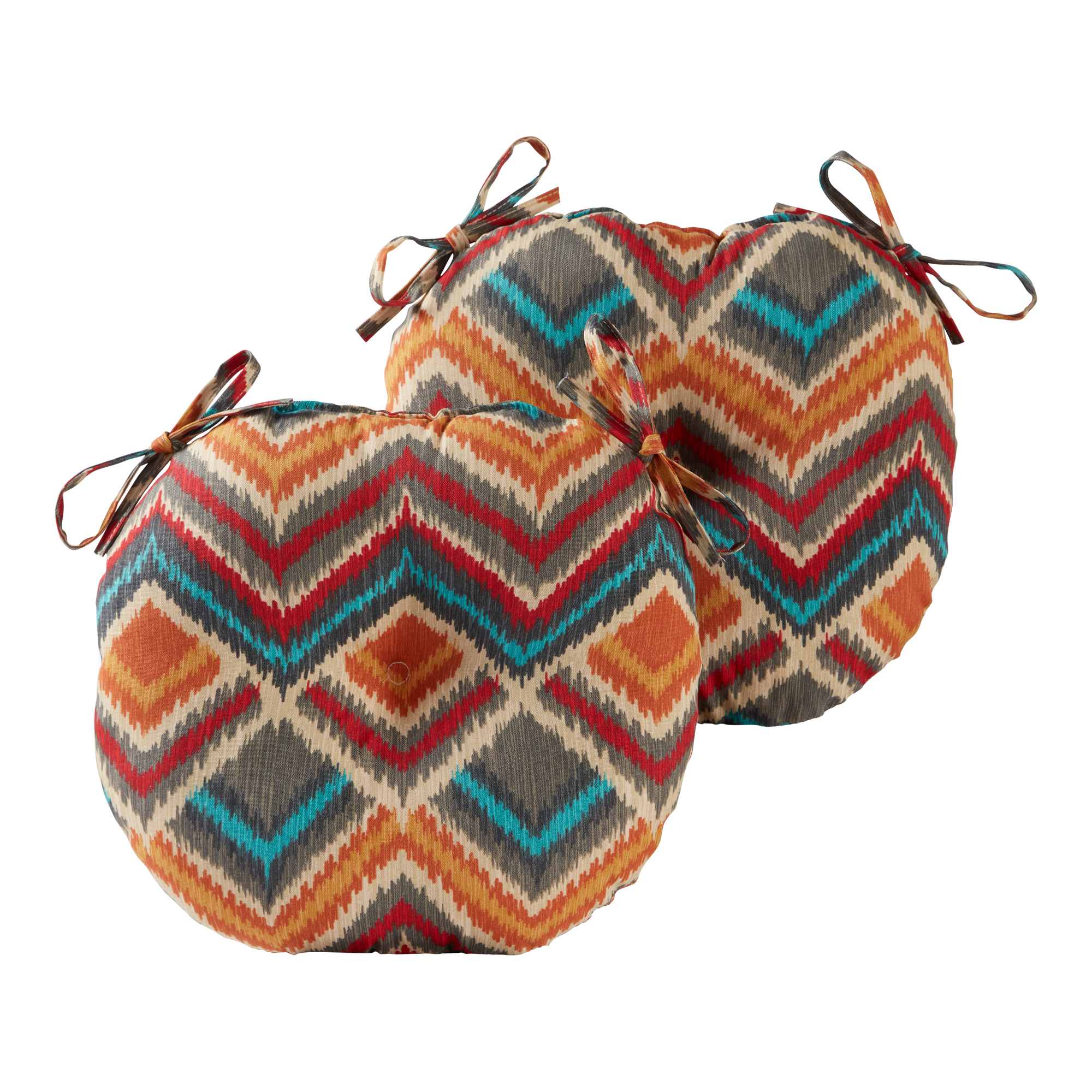 Greendale Home Fashions Surreal Chevron 15 in. Round Outdoor Reversible Bistro Seat Cushion (Set of 2) - image 1 of 7