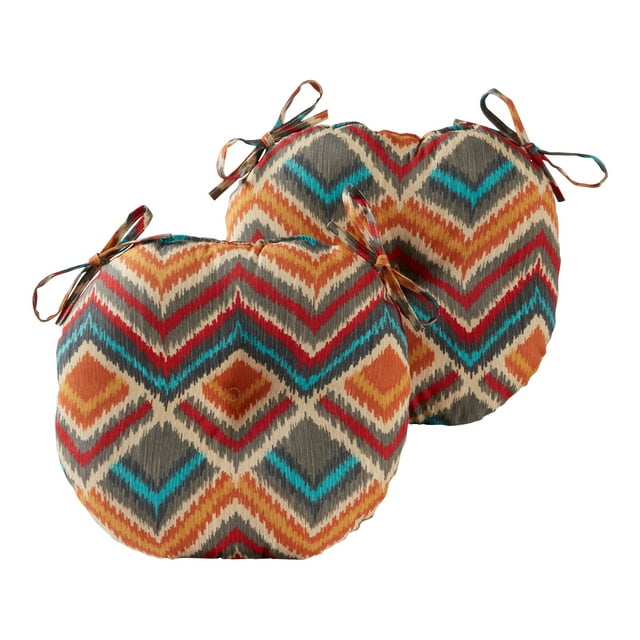 Greendale Home Fashions Surreal Chevron 15 in. Round Outdoor Reversible Bistro Seat Cushion (Set of 2)