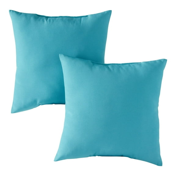 Greendale Home Fashions Teal 17 in. Square Outdoor Throw Pillow (2-Pack)