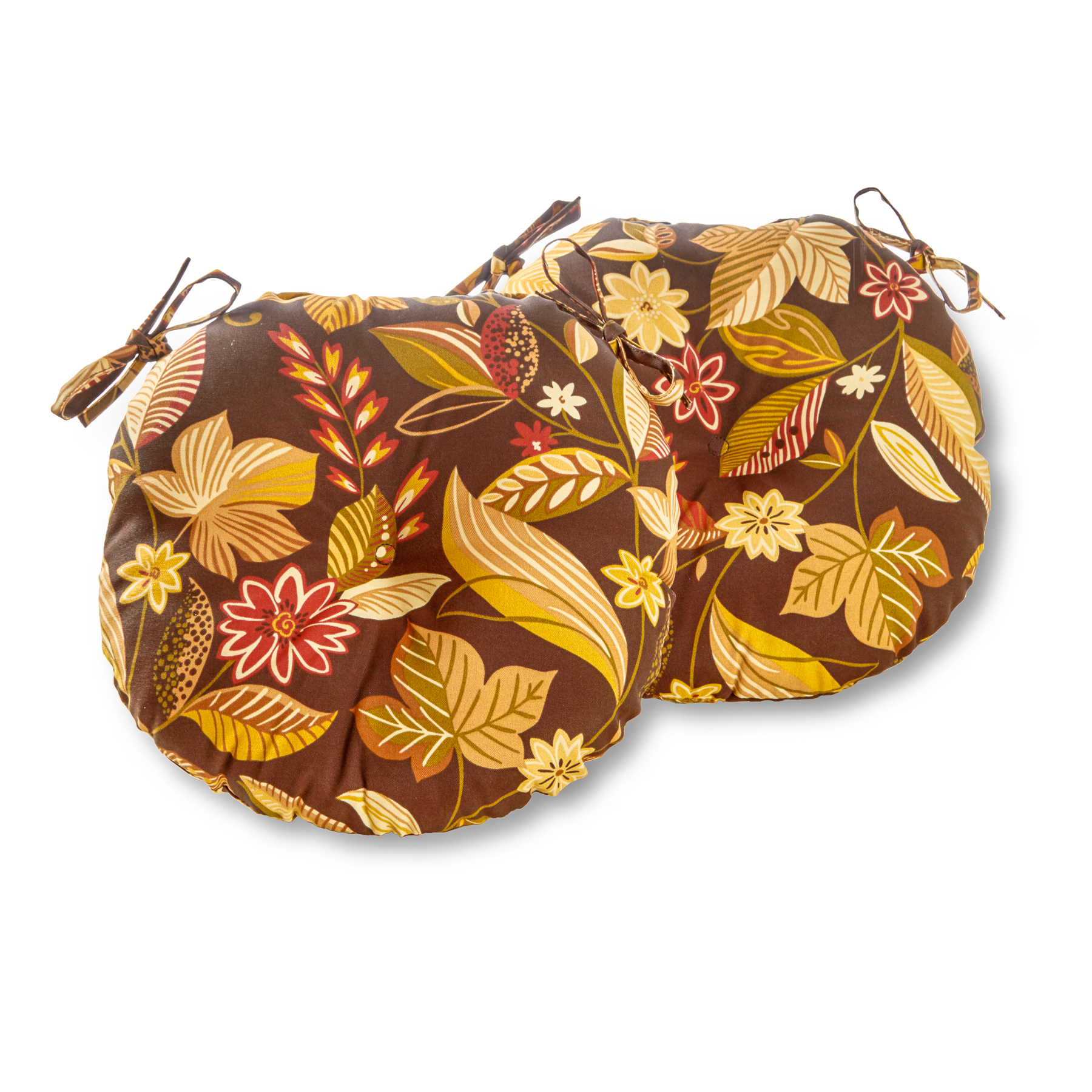 Greendale Home Fashions Timberland Floral 15 in. Round Outdoor Reversible Bistro Seat Cushion (Set of 2) - image 1 of 7