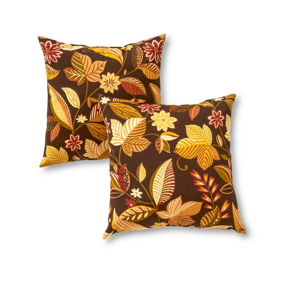 Greendale Home Fashions Timberland Floral 17 in. Square Outdoor Throw Pillow (2-Pack)