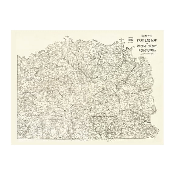 Greene County Pennsylvania Art, 1897 Vintage Map of Greene County PA History Wall Decor Gift, Old Greene County PA Map - 24" x 18" Unframed Print