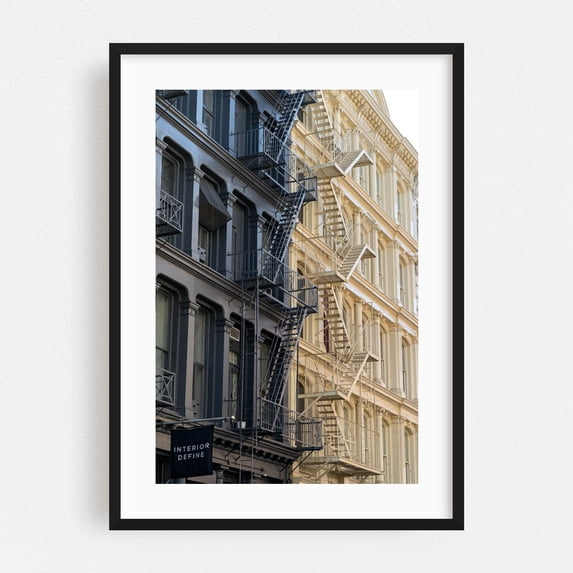 Greene Street - Photography Architecture Cityscape Industrial Street Photography Black Framed Wall Art Print 20 x 30 inches