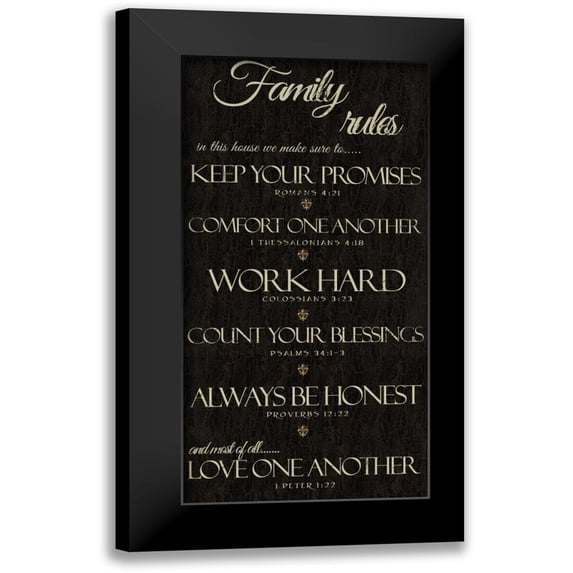 Greene, Taylor 11x18 Black Modern Framed Museum Art Print Titled - FAMILY RULES SCRIPTURES