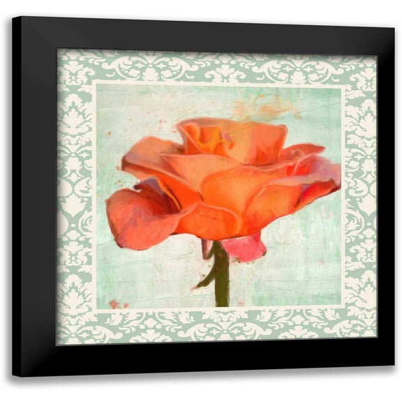 Greene, Taylor 12x12 Black Modern Framed Museum Art Print Titled - DAMASK ROSE I