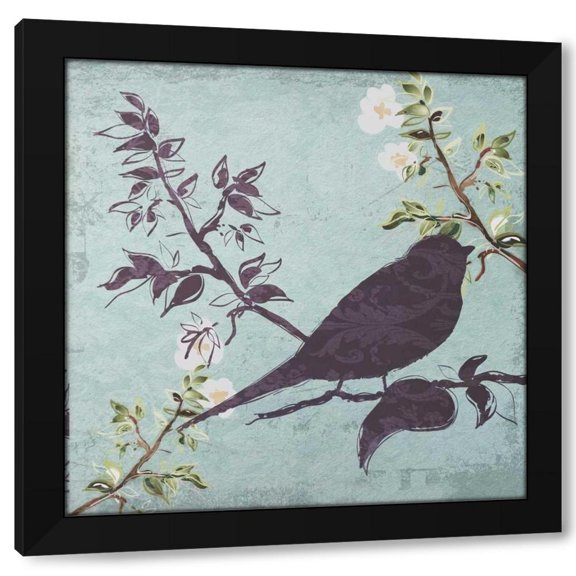 Taylor Greene 12x12 Black Modern Wood Framed Wall Art Titled - Floral Bird Triptych