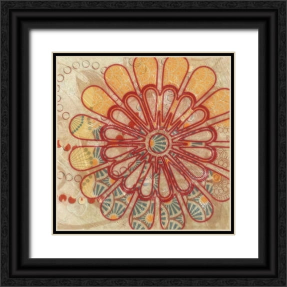 Greene, Taylor 12x12 Black Ornate Wood Framed with Double Matting Museum Art Print Titled - FLORA TRANCE III
