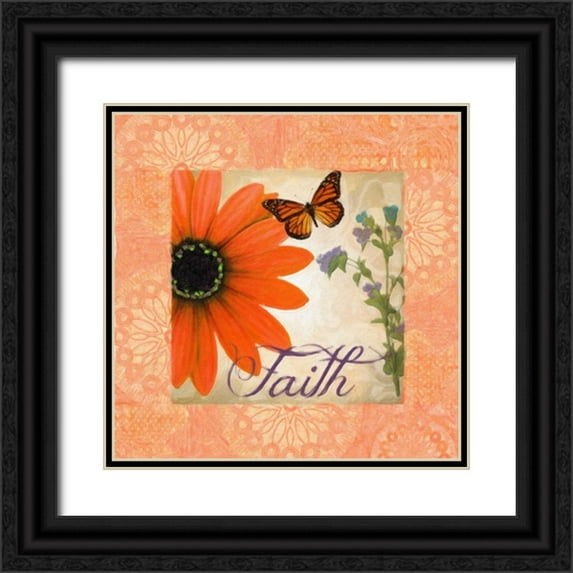 Greene, Taylor 12x12 Black Ornate Wood Framed with Double Matting Museum Art Print Titled - Floral Rhapsody Square II