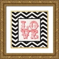 thumbnail image 1 of Greene, Taylor 12x12 Gold Ornate Wood Framed with Double Matting Museum Art Print Titled - CHEVRON LOVE RED, 1 of 4