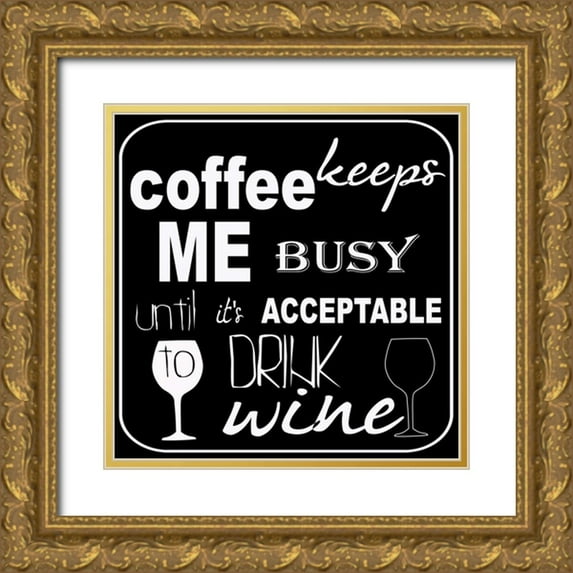 Greene, Taylor 12x12 Gold Ornate Wood Framed with Double Matting Museum Art Print Titled - DRINK WINE