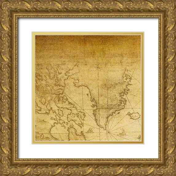 Greene, Taylor 12x12 Gold Ornate Wood Framed with Double Matting Museum Art Print Titled - Vintage Map A
