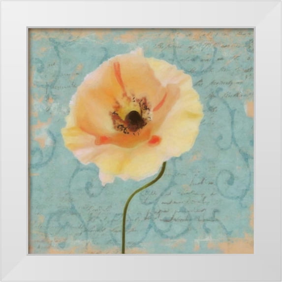 Greene, Taylor 12x12 White Modern Wood Framed Museum Art Print Titled - BLUE POPPY SCRIPT B1