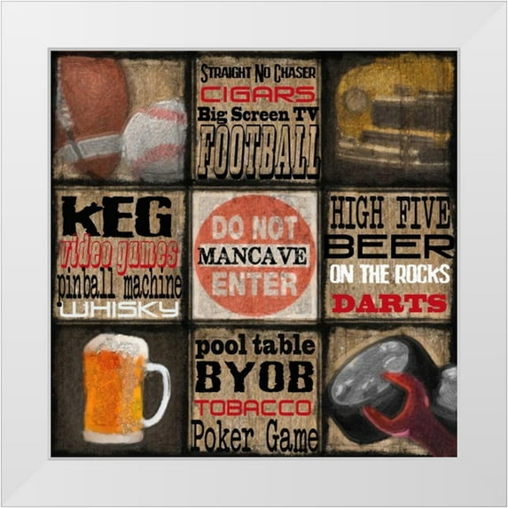 Greene, Taylor 12x12 White Modern Wood Framed Museum Art Print Titled - DO NOT ENTER MANCAVE