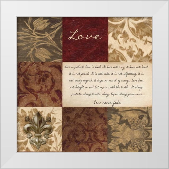 Greene, Taylor 12x12 White Modern Wood Framed Museum Art Print Titled - LOVE IS PATIENT