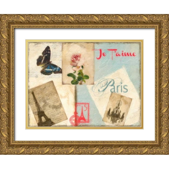 Greene, Taylor 14x12 Gold Ornate Wood Framed with Double Matting Museum Art Print Titled - JE TAIME PARIS 2