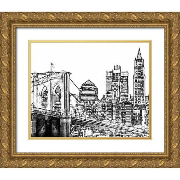 Greene, Taylor 14x12 Gold Ornate Wood Framed with Double Matting Museum Art Print Titled - NYC