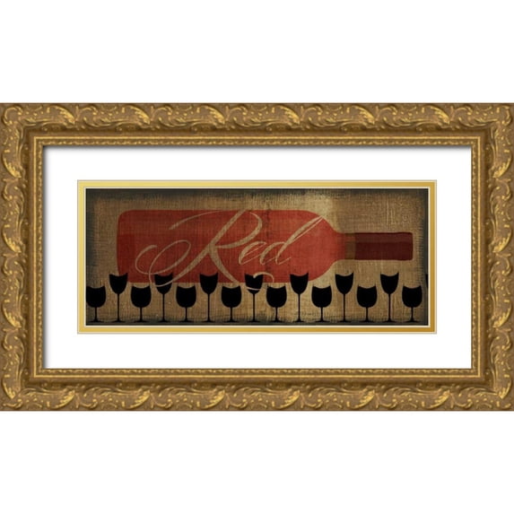 Greene, Taylor 14x8 Gold Ornate Wood Framed with Double Matting Museum Art Print Titled - RED WINE HORIZONTAL
