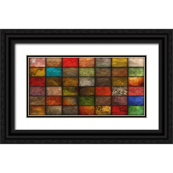 Greene, Taylor 14x9 Black Ornate Wood Framed with Double Matting Museum Art Print Titled - A STUDY IN BLOCKS