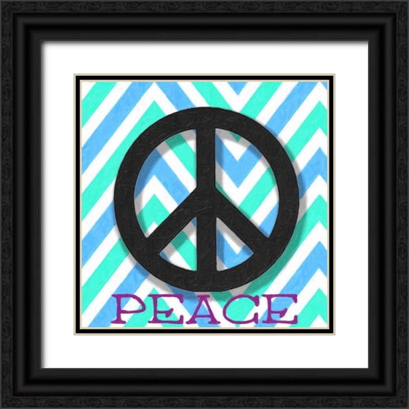 Greene, Taylor 15x15 Black Ornate Wood Framed with Double Matting Museum Art Print Titled - CHEVRON PEACE 2
