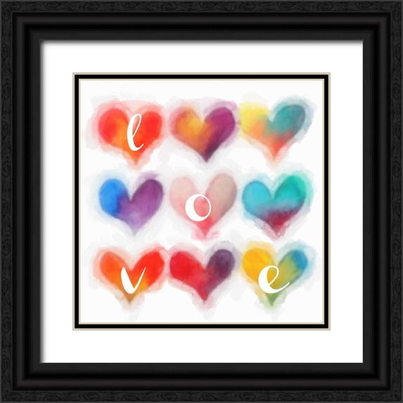 Greene, Taylor 15x15 Black Ornate Wood Framed with Double Matting Museum Art Print Titled - Heart Love
