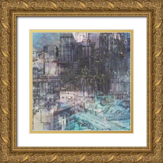 Greene, Taylor 15x15 Gold Ornate Wood Framed with Double Matting Museum Art Print Titled - City Madness I