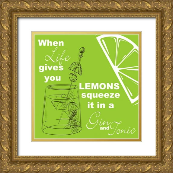 Greene, Taylor 15x15 Gold Ornate Wood Framed with Double Matting Museum Art Print Titled - Gin And Tonic