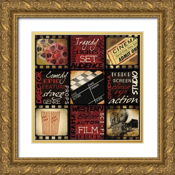 Greene, Taylor 15x15 Gold Ornate Wood Framed with Double Matting Museum Art Print Titled - LIGHTS CAMERA ACTION